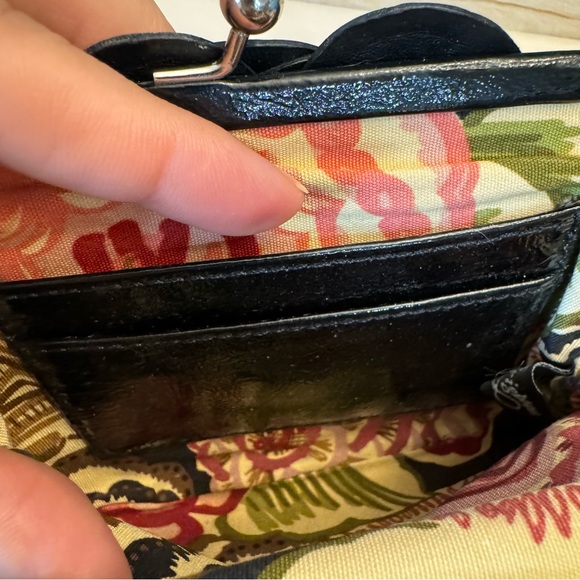 Brighton Black Flower Crossbody Purse Bag Silver Tone Chain - Picture 7 of 13